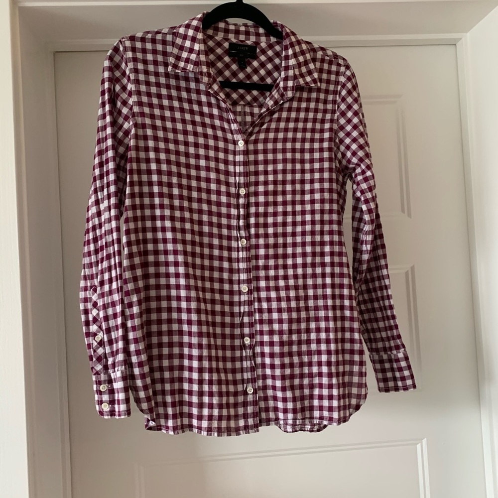 J. Crew Gingham Boy Fit Button Up